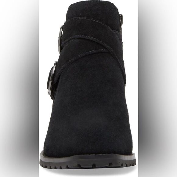 Sway Waterproof Bootie Black Suede Boots with Double Buckles Sz 6 - Picture 12 of 12